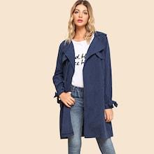 Shein Tie Detail Longline Coat