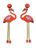 Shein Red Color  Acrylic Flamingo Shape Statement Earrings