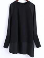Shein Black Side Slit Asymmetrical 2 In 1 Blouse