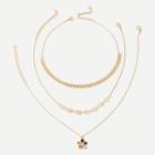 Shein Flower & Leaf Chain Choker Set 3pcs