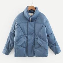 Shein Pocket Front Solid Puffer Coat