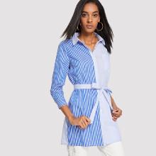 Shein Pocket Front Cut And Sew Shirt Dress