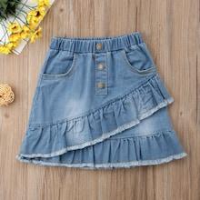 Shein Toddler Girls Ruffle Hem Denim Skirt