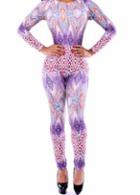 Rosewe Charming Round Neck Long Sleeve Printed Jumpsuit For Lady