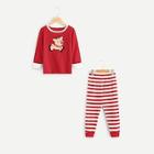 Shein Toddler Girls Cartoon Elk Top & Striped Pants