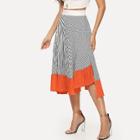 Shein Striped Asymmetrical Hem Skirt
