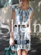 Shein Aztec Print Cap Sleeve Dress