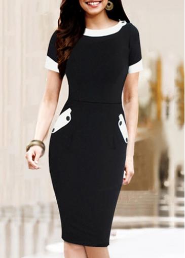 Rosewe Ol Style Black Bodycon Pencil Midi Dress