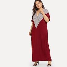 Shein Plus Contrast Striped V-neck Dress