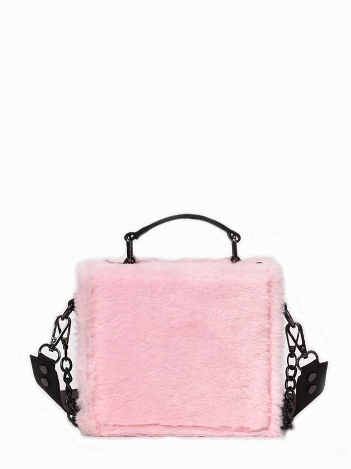 Shein Slogan Ribbon Decor Fuzzy Chain Bag