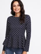 Shein Polka Dot Peplum Hem Blouse