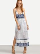 Shein Paisley Print Open Back Split Chiffon Dress