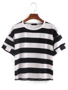 Shein Black White Striped T-shirt