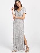 Shein Marled Knit Half Placket Hooded Slit Dress