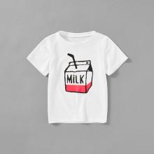 Shein Girls Milk Box Print T-shirt