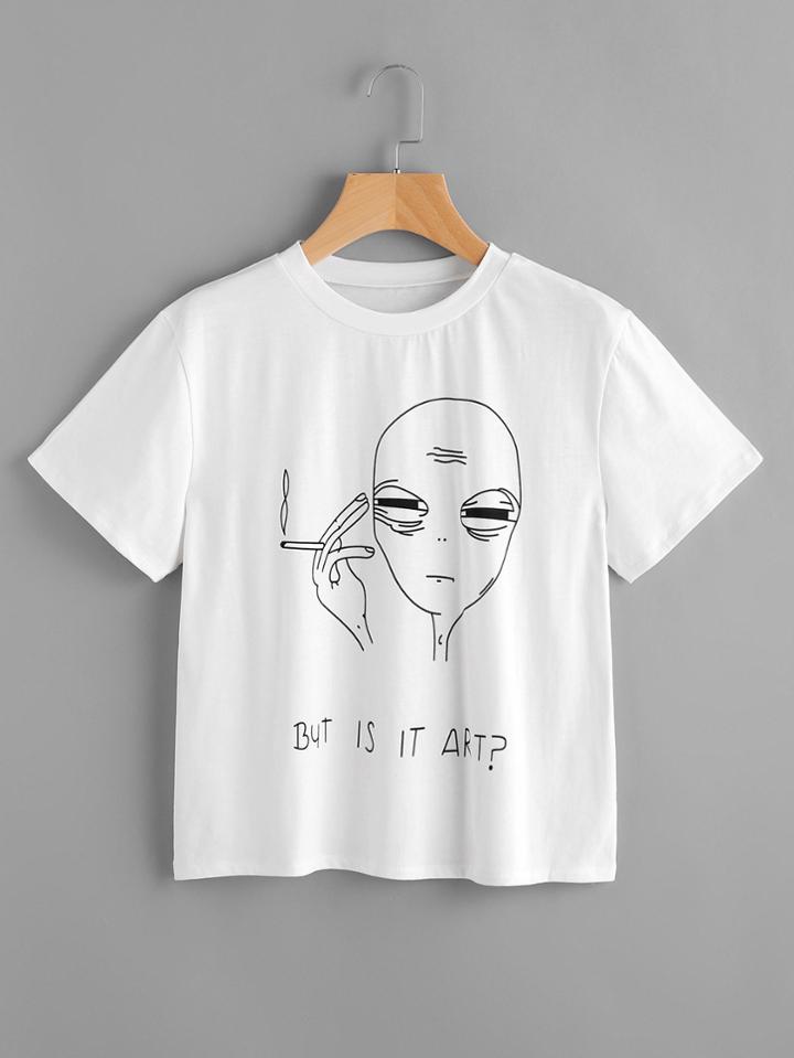 Shein Graphic Print Crew Neck Tee