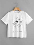 Shein Graphic Print Crew Neck Tee