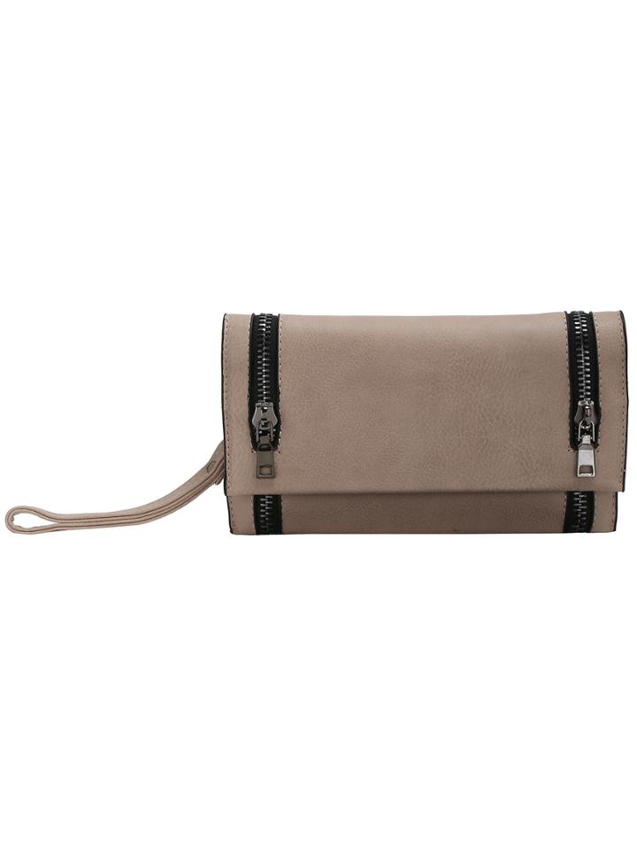 Shein Khaki Decorative Zipper Adjustable Strap Clutch Bag