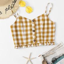 Shein Frill Hem Single Breasted Cami Top