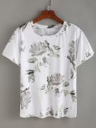 Shein Flower Ink Painting T-shirt