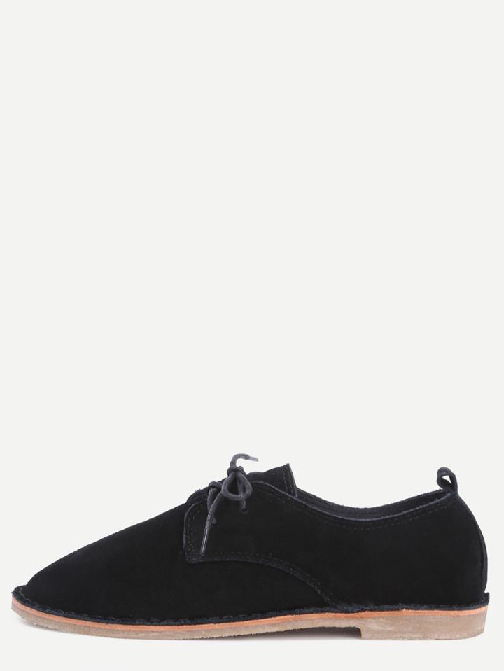 Shein Black Leather Lace Up Flats