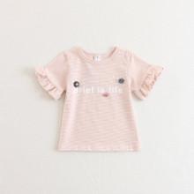 Shein Girls Letters Printed Ruffle Cuff Tee