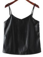 Shein Black Pu Leather Spaghetti Strap Camis Top