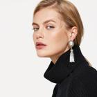 Shein Snakeskin Detail Tassel Drop Earrings