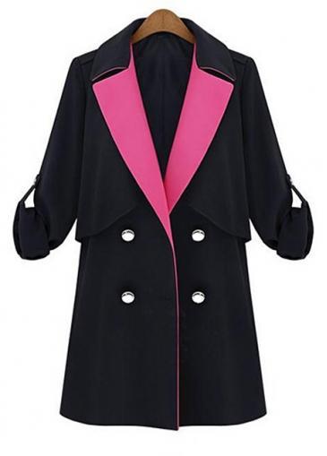 Rosewe Autumn Double Breasted Trench Coats Rose And Black