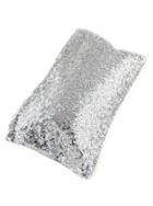 Shein Silver Sequined Zipper Clutch Bag