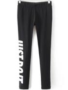 Shein Black Letter Print Skinny Leggings