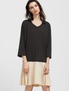 Shein Black V Neck Contrast Hem Shift Dress