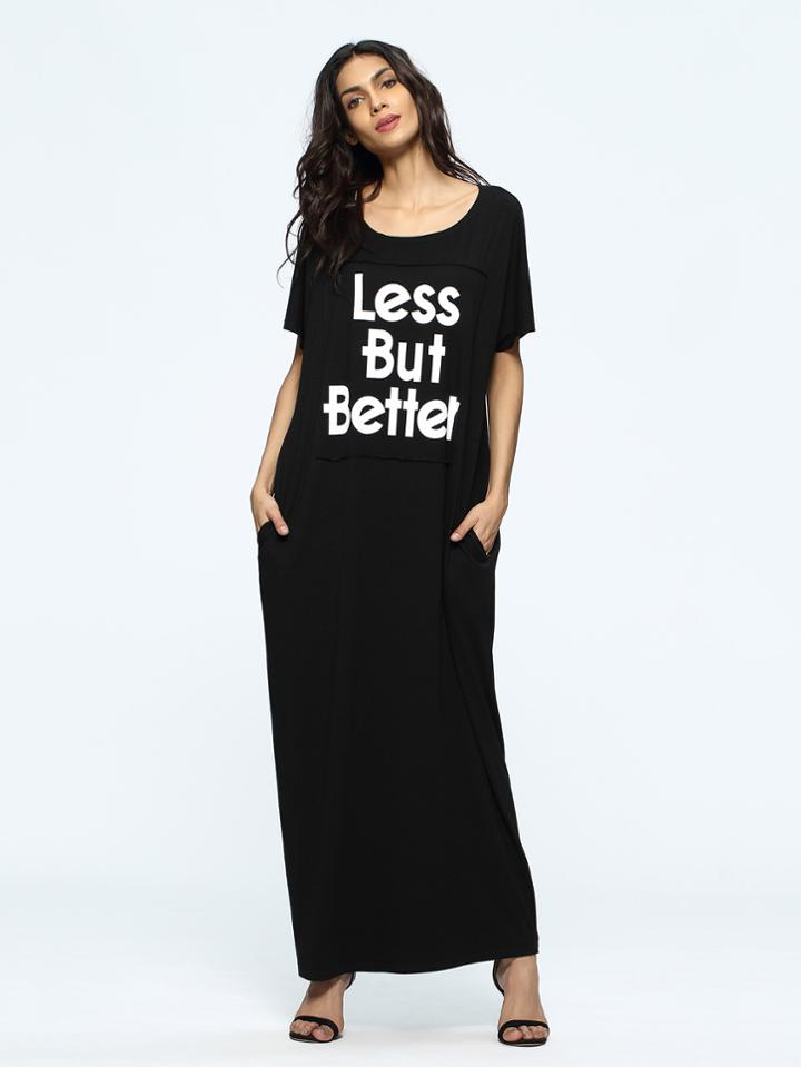 Shein Slogan Print Maxi Long Dress