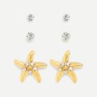 Shein Starfish & Rhinestone Design Earring Set