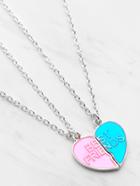 Shein Two Tone Heart Shaped Friendship Pendant Necklace Set