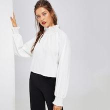 Shein Frill Trim Neck Raglan Sleeve Top
