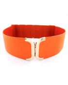 Shein Orange Elastic Pu Leather Metal Belt