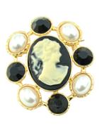 Shein White Pearl Girl Gold Brooches