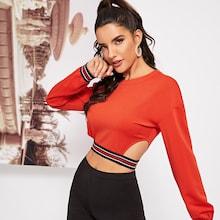 Shein Cut Out Side Striped Hem Top