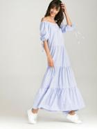 Shein Vertical Striped Off Shoulder Tie Cuff Dress