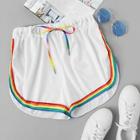 Shein Contrast Rainbow Stripe Trim Shorts