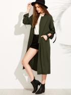 Shein Army Green Button Pocket Rolled Up Sleeve Outerwear