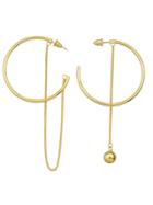 Shein Gold Color Big Round Hoop Earrings With Long Chain