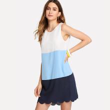Shein Cut And Sew Scalloped Shell Dress