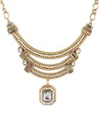 Shein White Gemstone Gold Bead Chain Necklace