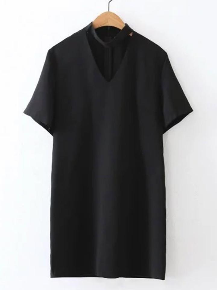 Shein V-cut Zipper Back Dress