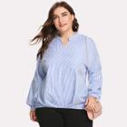 Shein Plus V Placket Gathered Pleated Hem Shirt