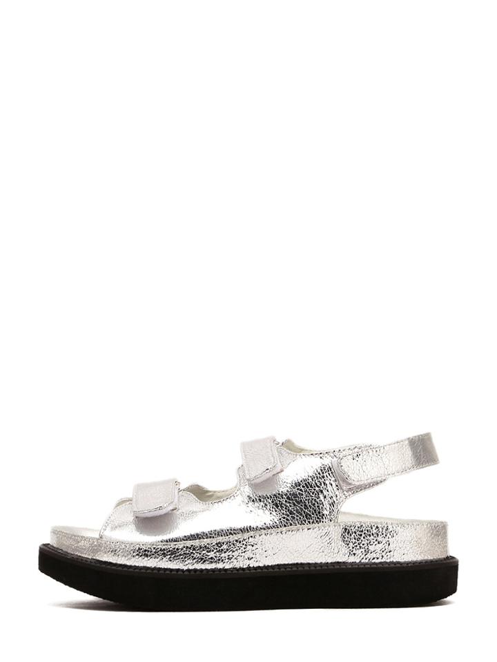 Shein Silver Open Toe Ankle Strap Sandals