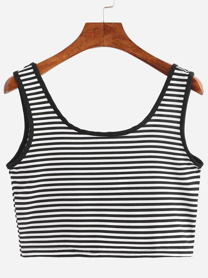 Shein Black White Striped Crop Tank Top
