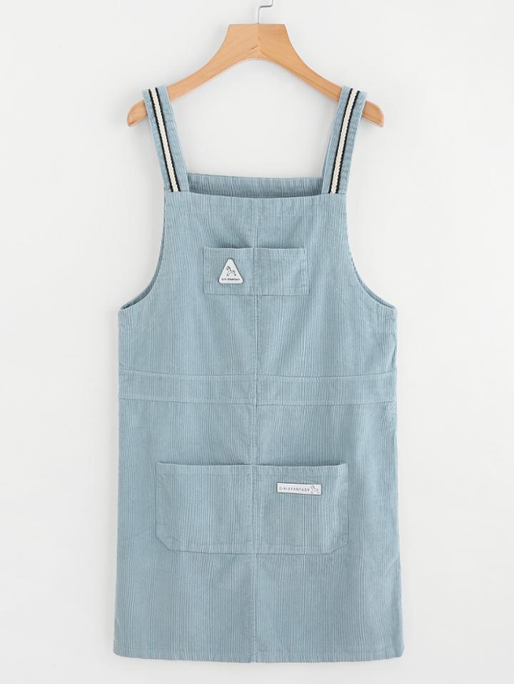 Shein Pocket Front Corduroy Overall Dress